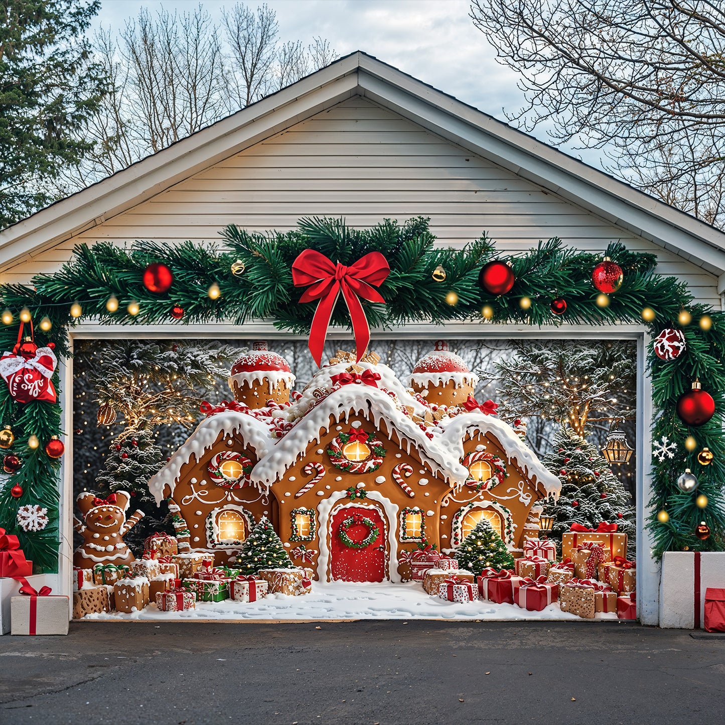 Christmas Garage Door Banner Decoration - Enchanted Gingerbread Wonderland