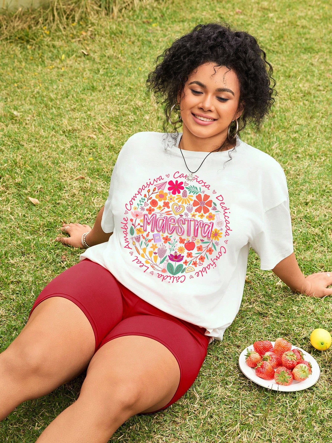 Spanish Teacher Graphic Tee Floral Maestra