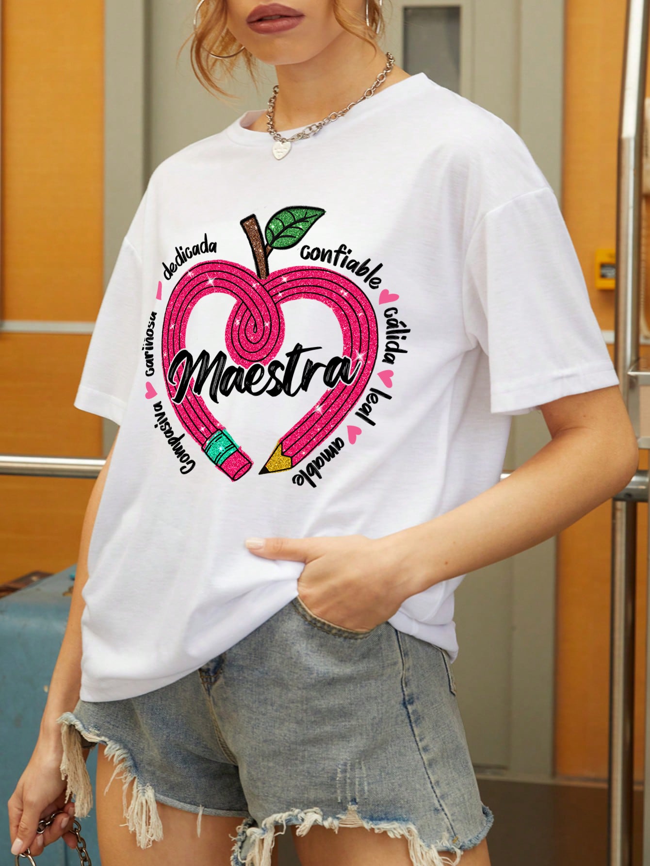 Spanish Teacher Graphic Tee Maestra’s Pink Heart
