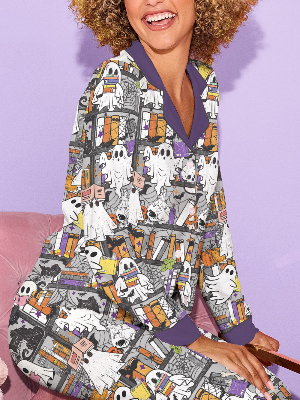 Book Lovers Halloween Classic Pajama Set Reading Ghosts