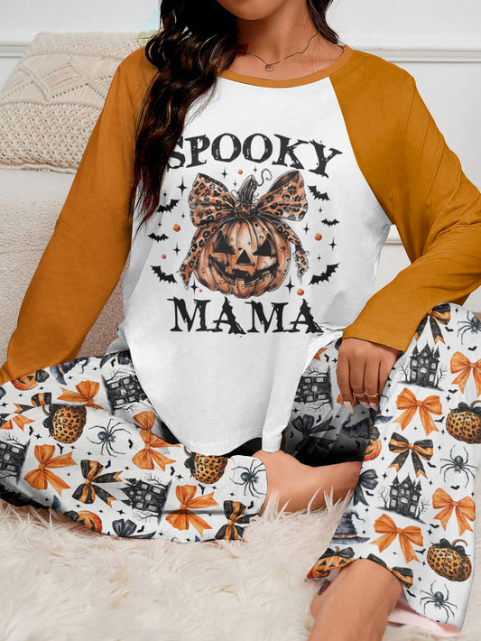 Halloween Raglan Lounge Pajamas Customized Spooky Mama Grandma