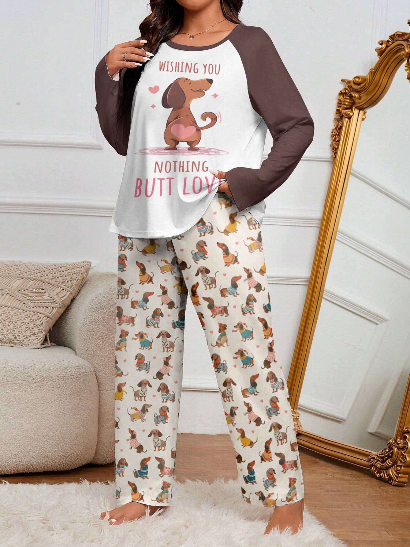 Dachshund Raglan Lounge Pajamas Wishing You Nothing But Love