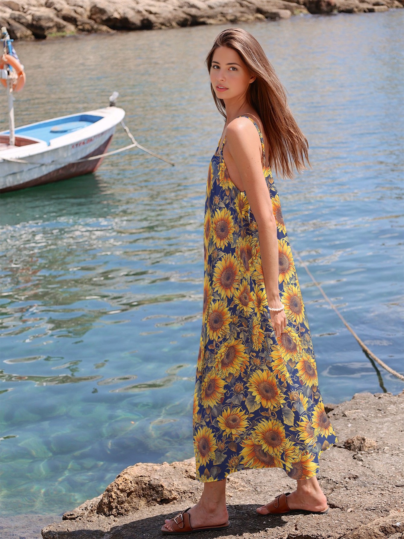 Sunflower Maxi Dress Rustic Bloom