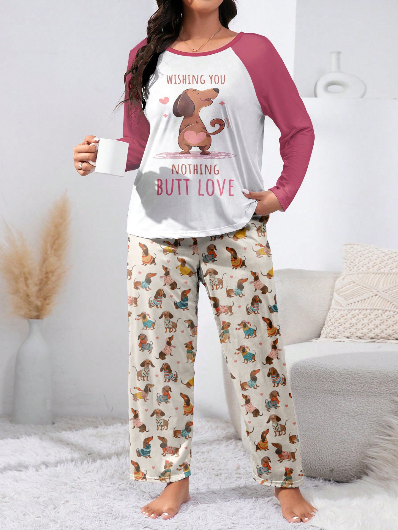 Dachshund Raglan Lounge Pajamas Wishing You Nothing But Love