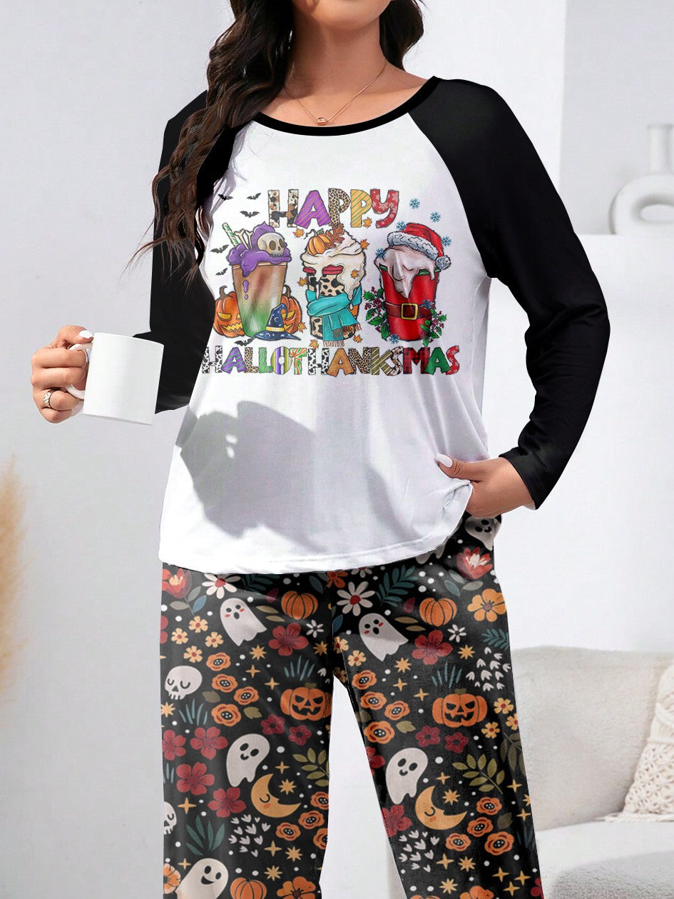 Happy HalloThanksMas Raglan Lounge Pajamas