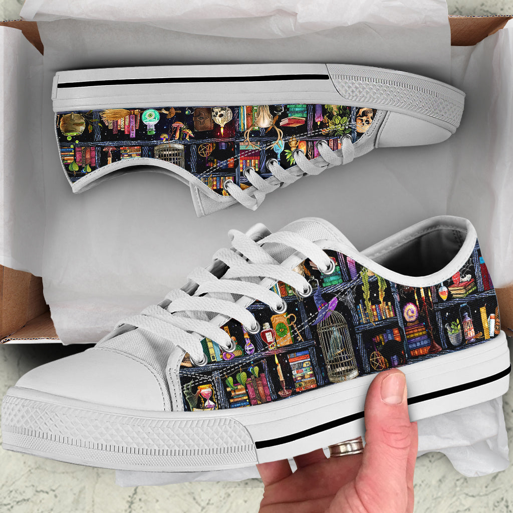 Wizard’s Bookshelf Canvas Women's Low Top Shoes