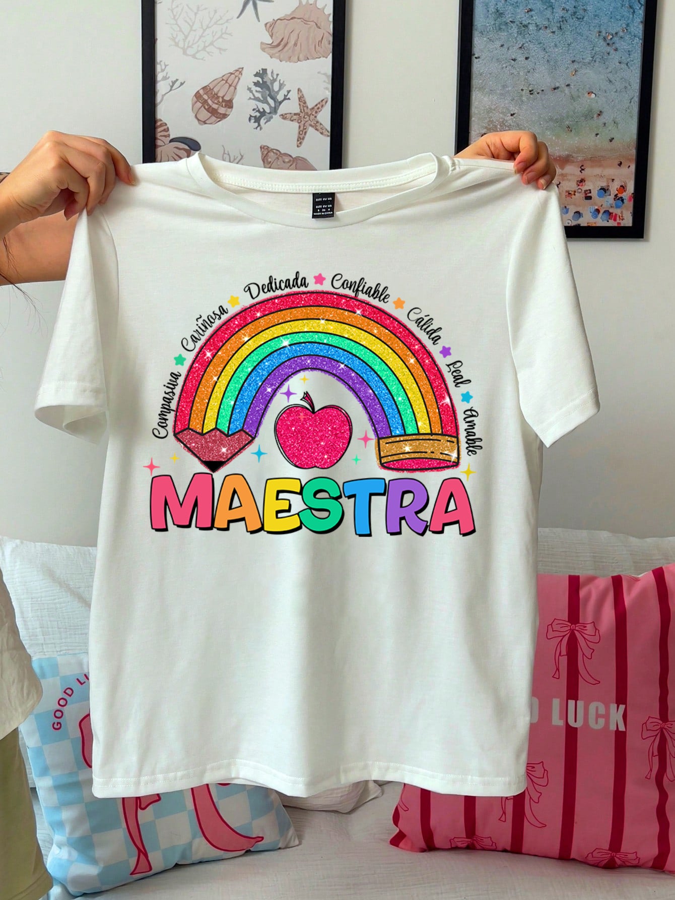 Spanish Teacher Graphic Tee Rainbow Maestra