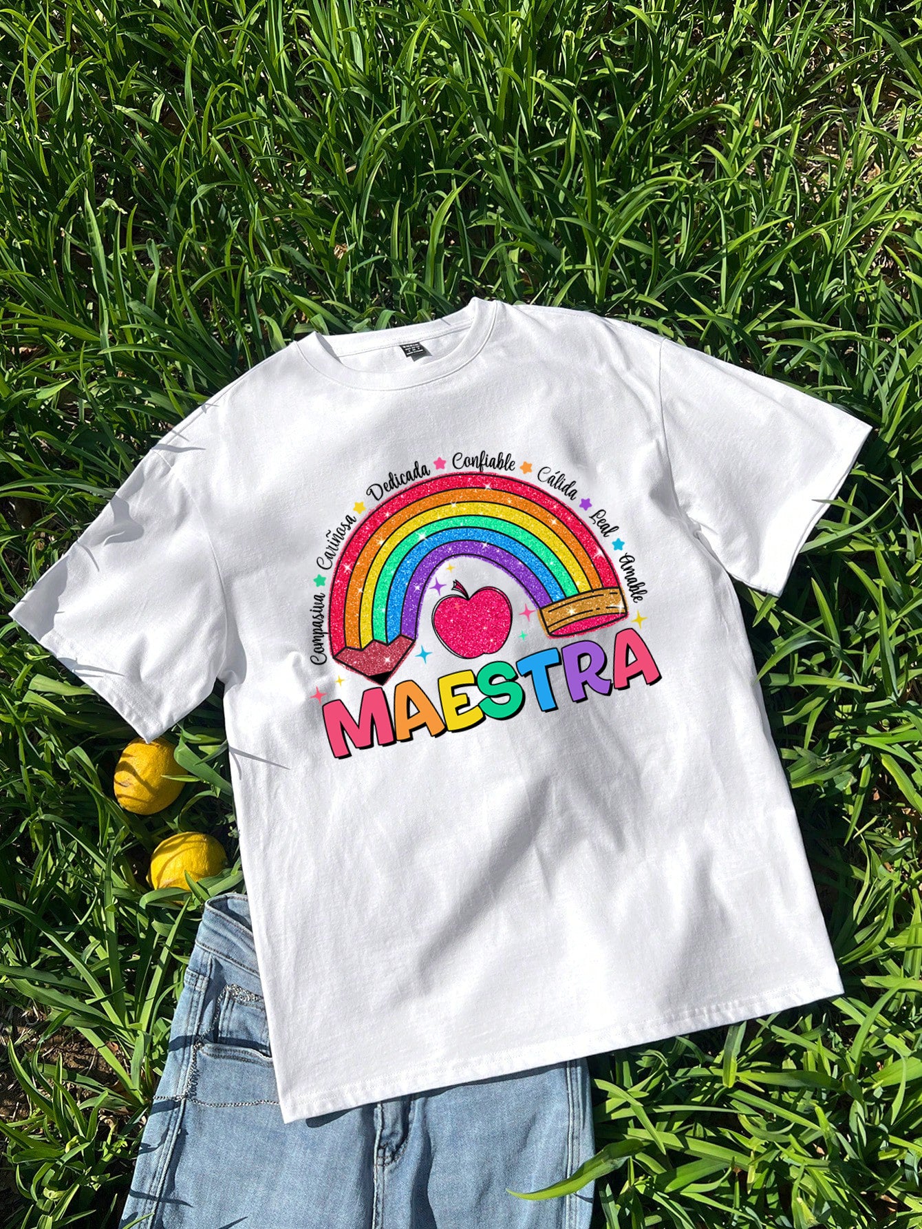 Spanish Teacher Graphic Tee Rainbow Maestra