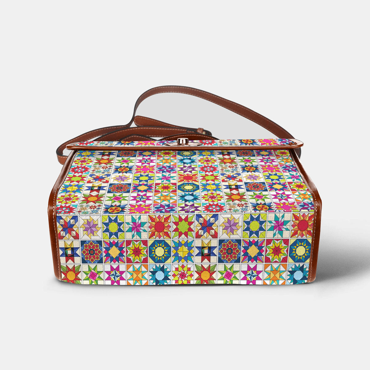 Sewing Lover Satchel Handbag Colorful Quilt Blocks