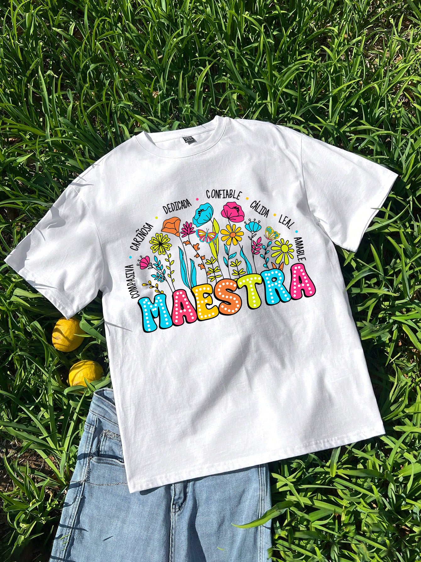 Spanish Teacher Graphic Tee Maestra en Flor