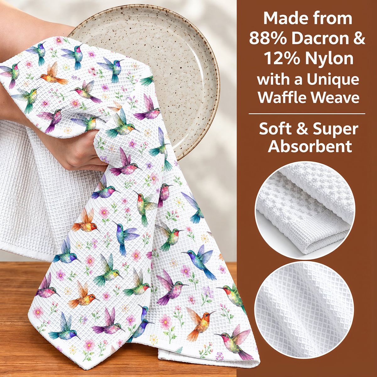 Hummingbird Kitchen Towel Hummingbird in Fuchsia Garden