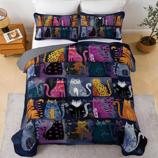 All Season Quilt 3-Piece Set Nocturne Of Cats