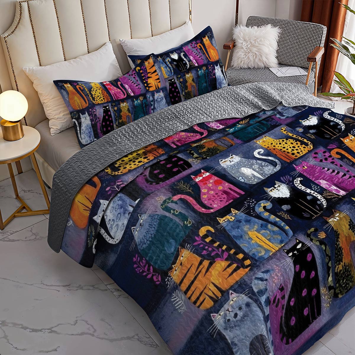 All Season Quilt 3-Piece Set Nocturne Of Cats