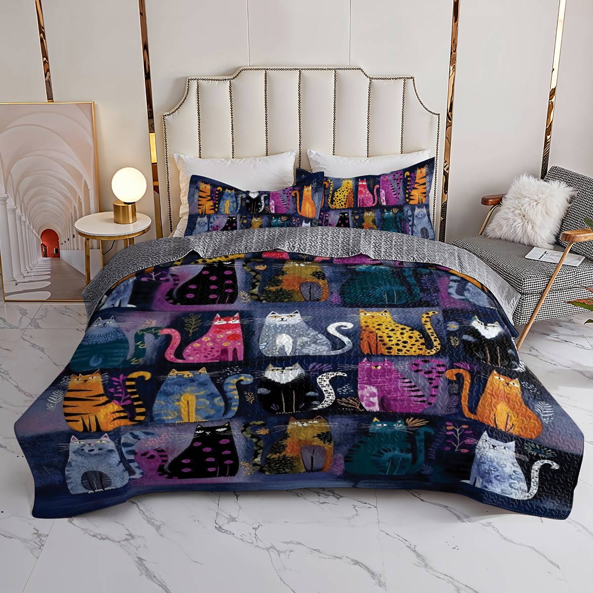All Season Quilt 3-Piece Set Nocturne Of Cats
