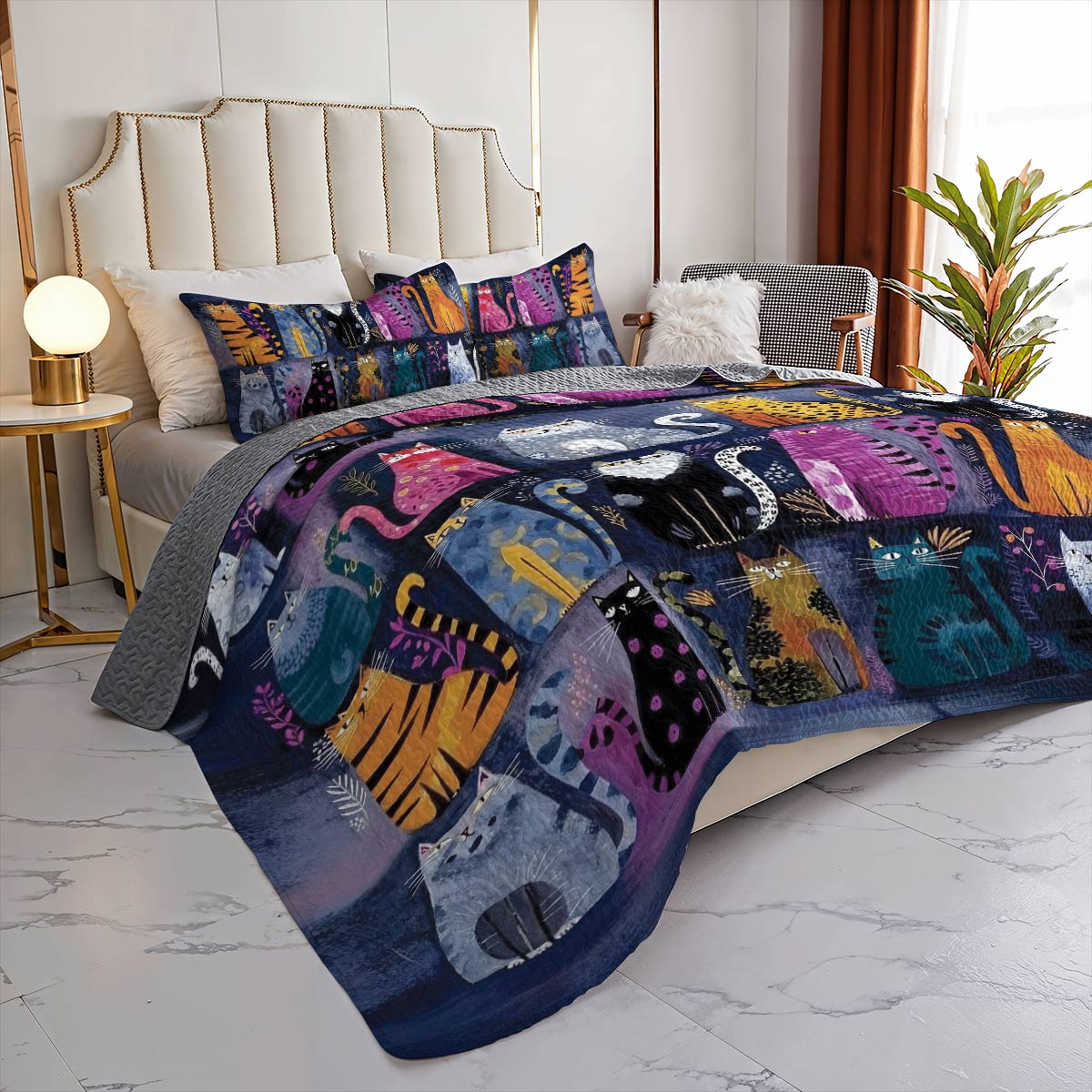 All Season Quilt 3-Piece Set Nocturne Of Cats
