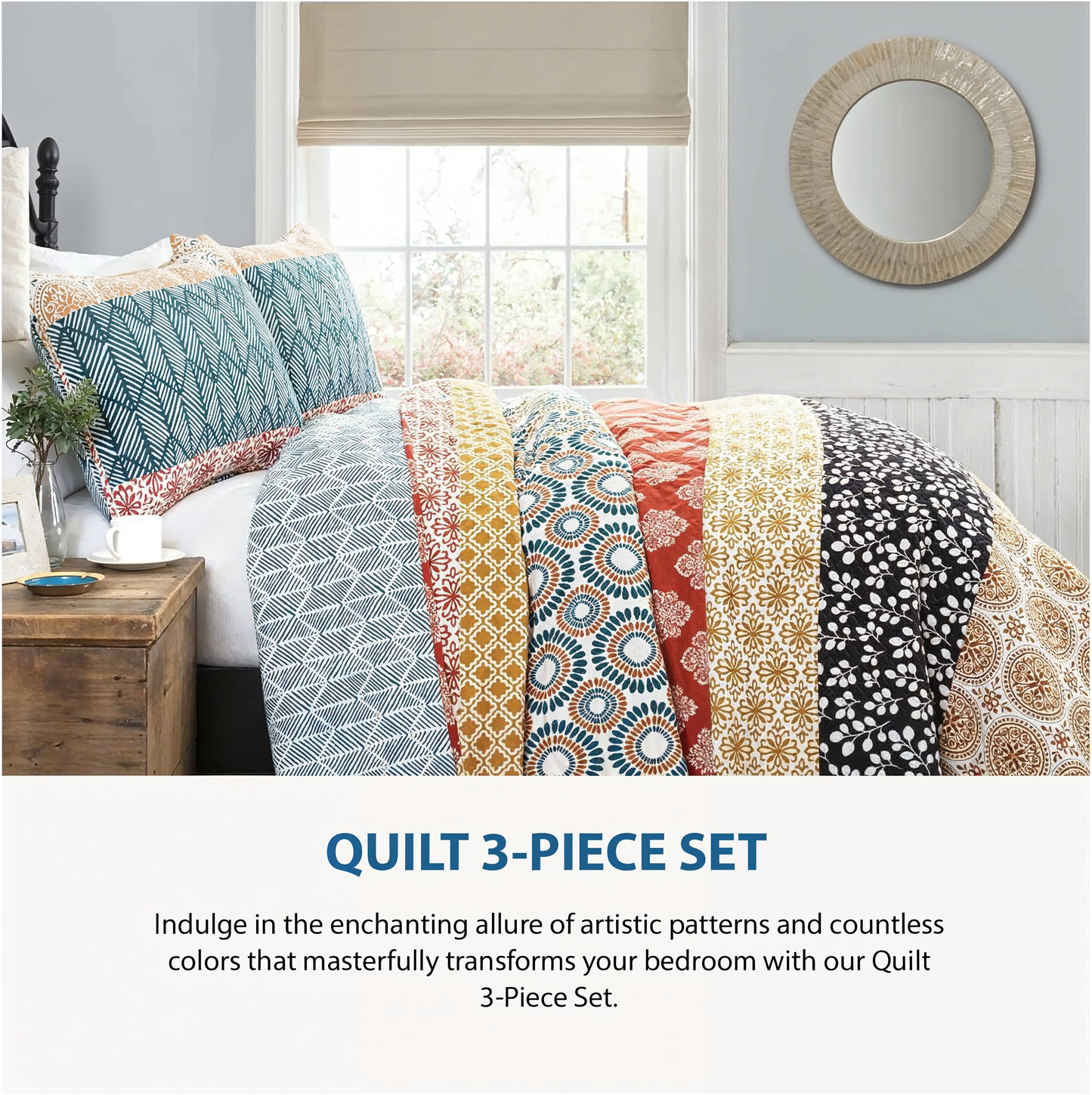 Halloween Witch 2D Print All Season 3-Piece Quilt Set Haunted Harmony