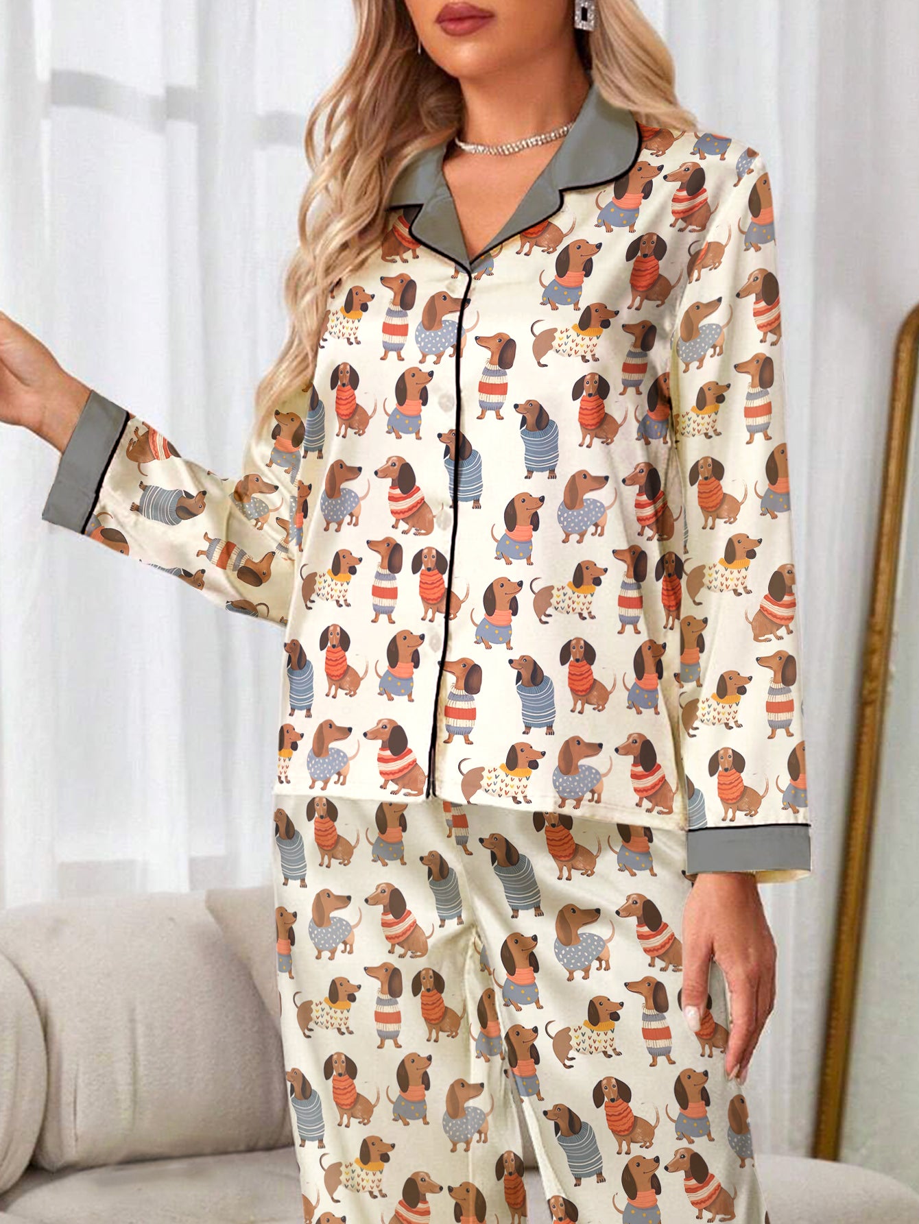 Dachshund Lover Classic Pajama Set Dapper Dachshunds