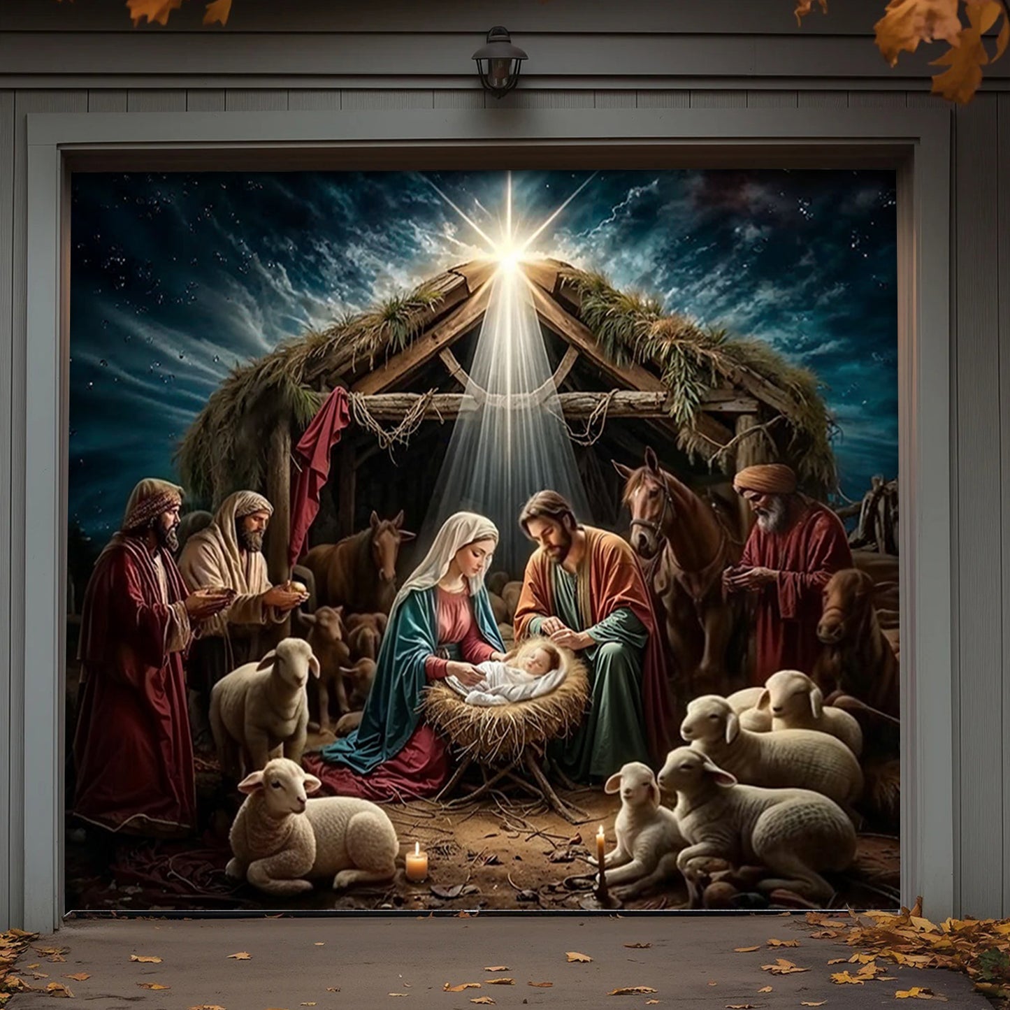 God Garage Door Banner Decoration - Golden Silence Of Bethlehem