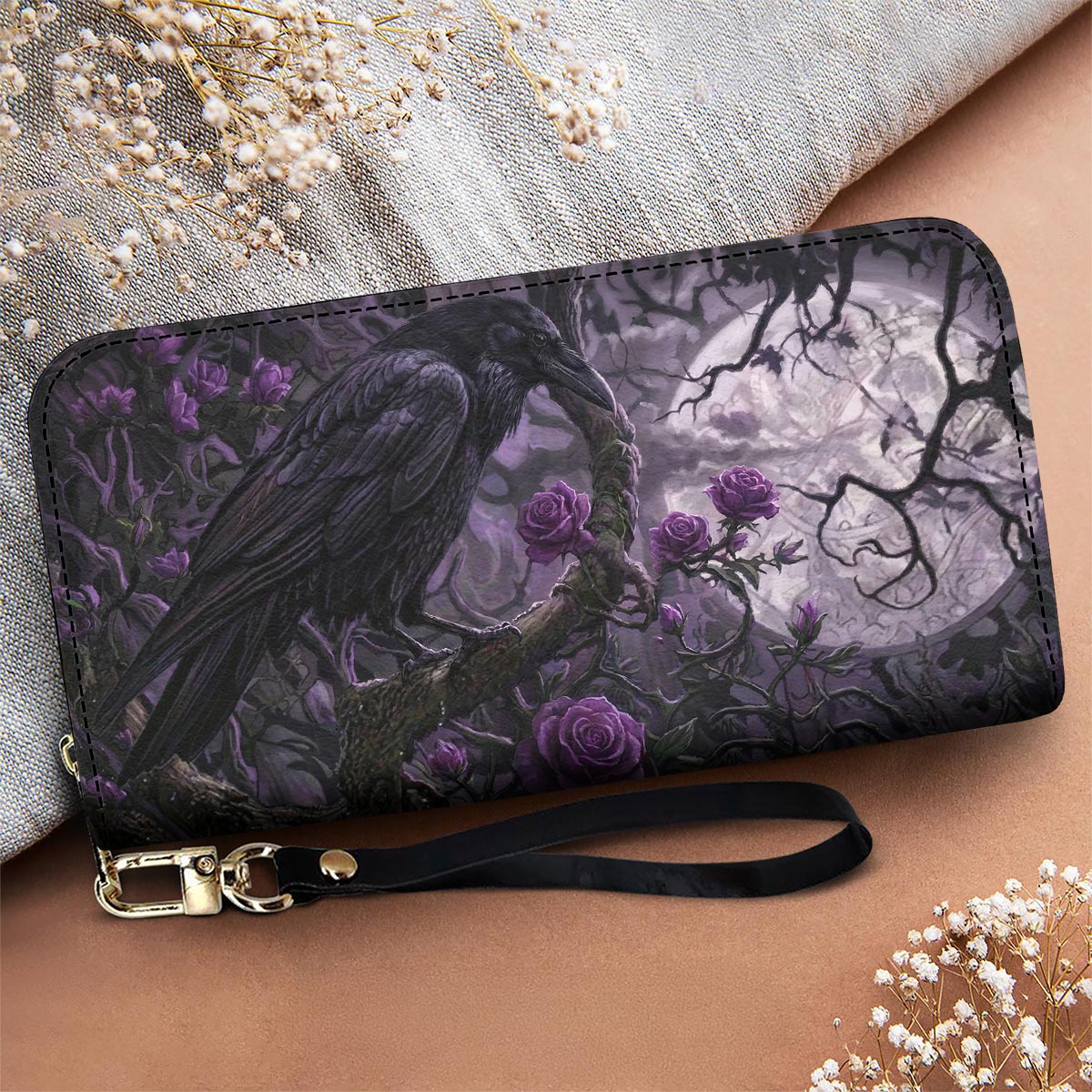 Gothic Leather Wallet Moonlit Raven