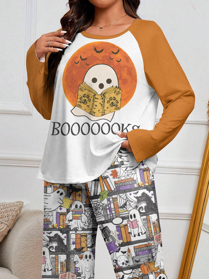 Book Lover Raglan Lounge Pajamas Boooooks Reading Ghosts
