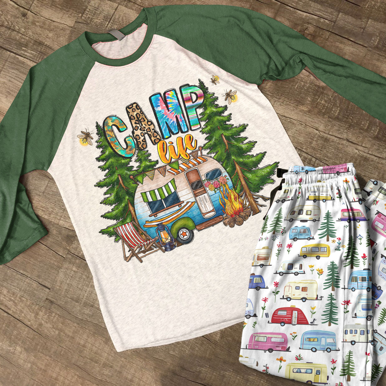 Camping Raglan Lounge Pajamas Camp Life