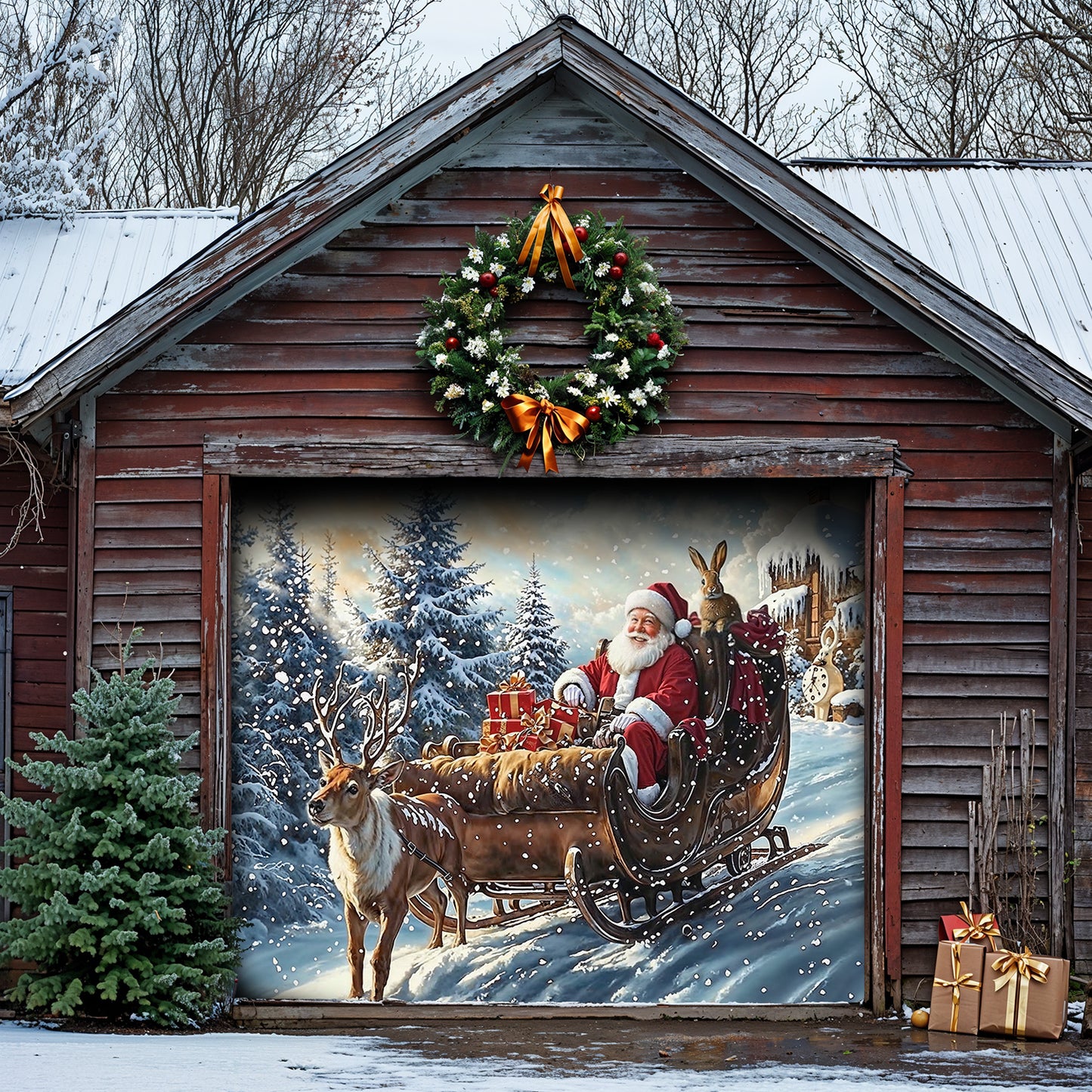 Christmas Garage Door Banner Decoration - Gentle Christmas Spirit