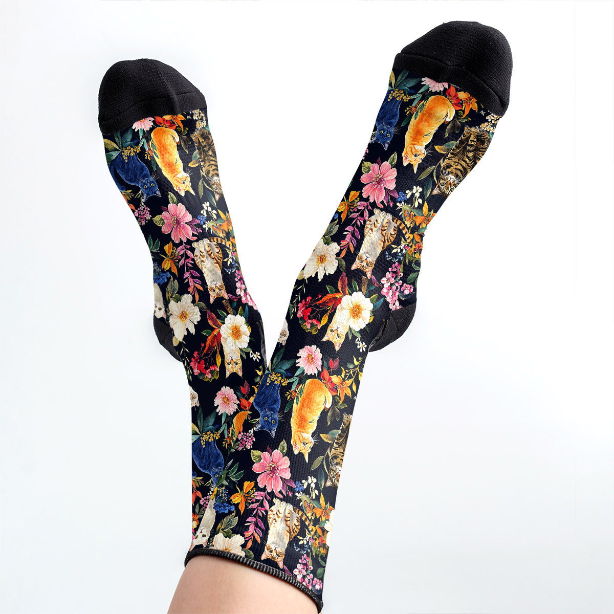 Cat Crew Socks Moonlit Garden Whiskers