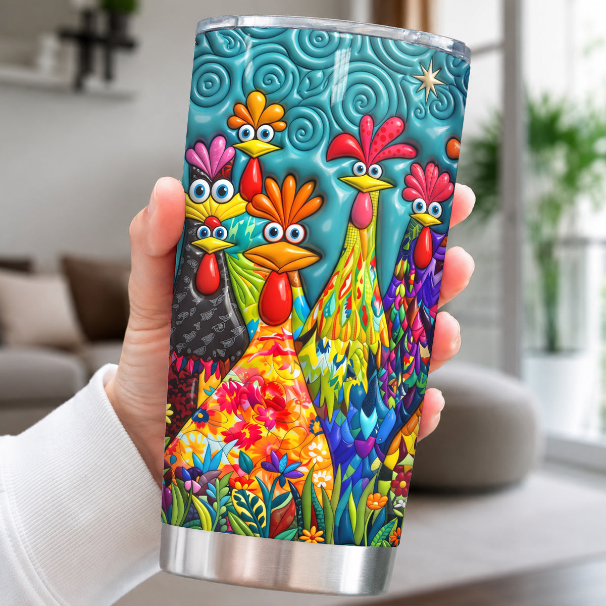 Chicken 20 oz Tumbler Colorful Chicken Garden