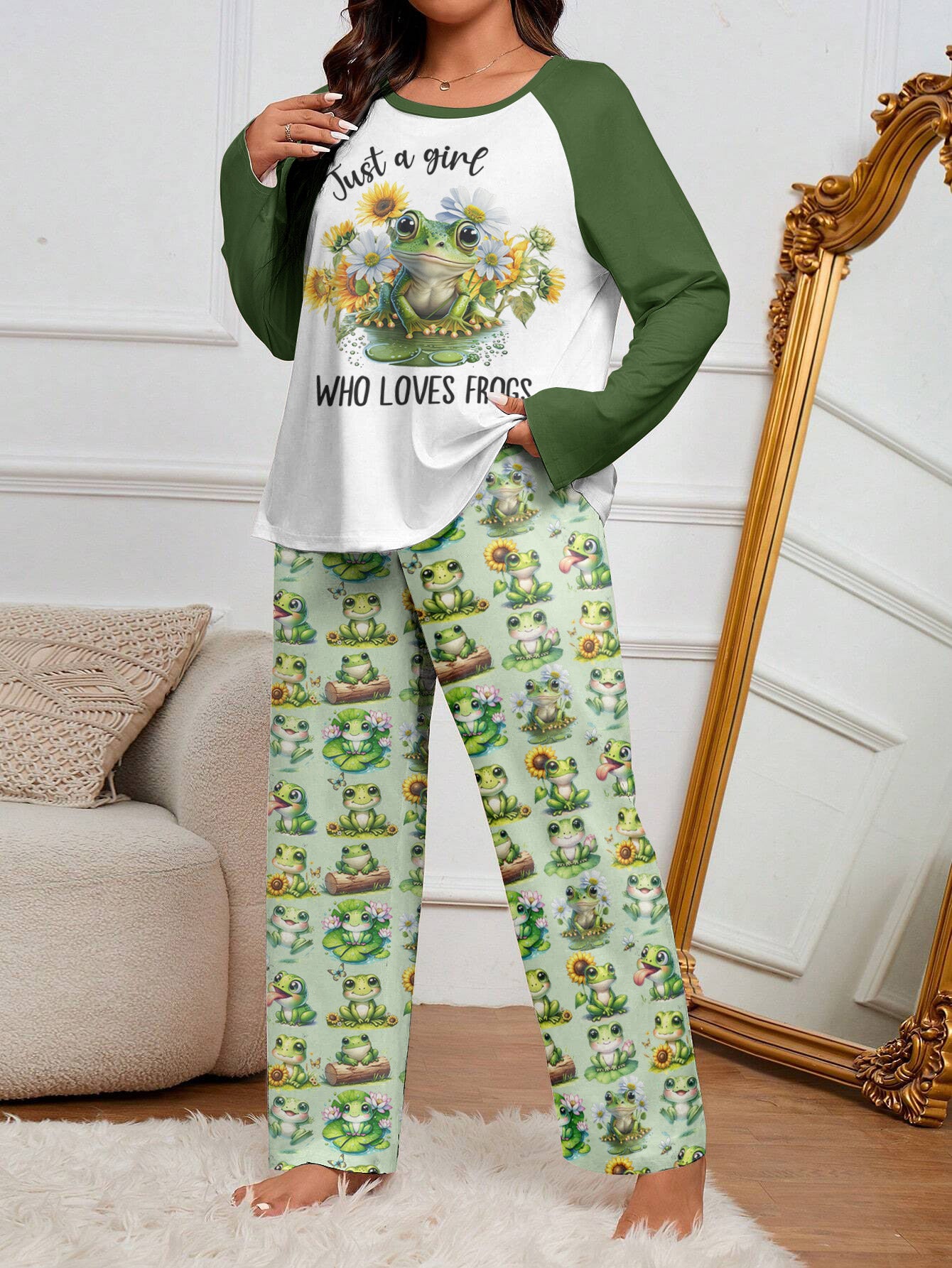 Frogs Lover Raglan Lounge Pajamas Just A Girl Who Loves Frogs