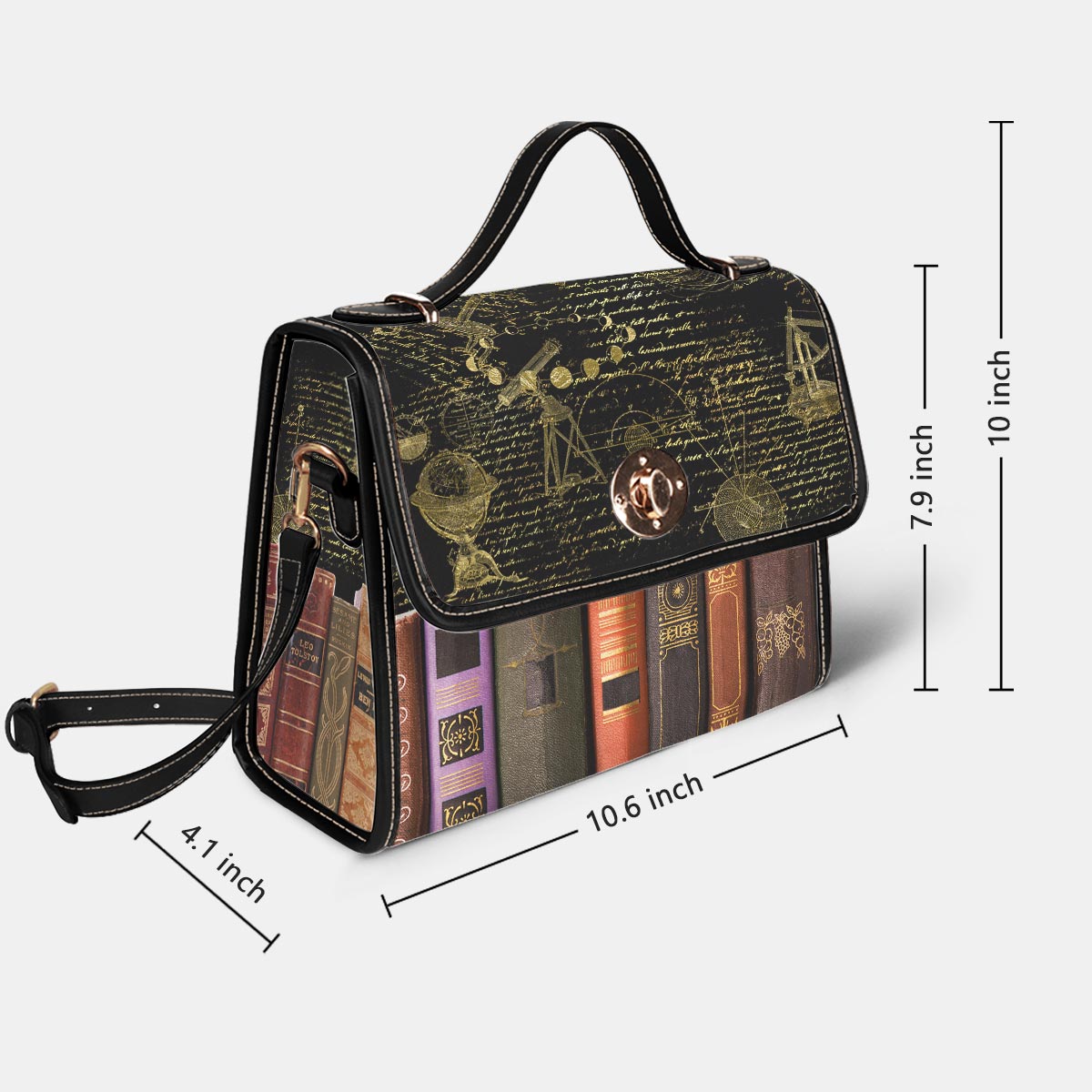 Book Satchel Handbag Old Books Galileo Manuscript Black