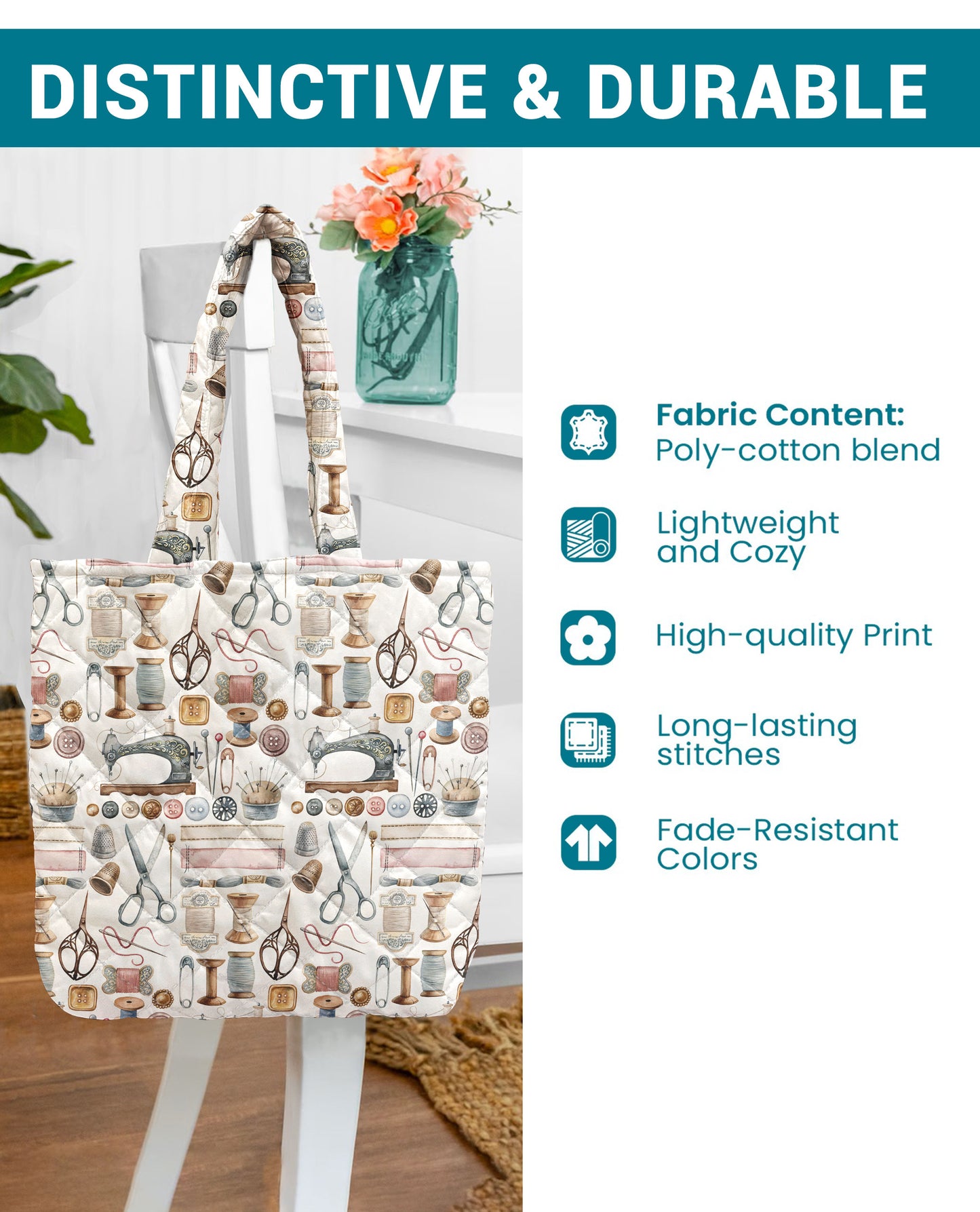Sewing Lover Quilted Tote Bag Quilting Essentials