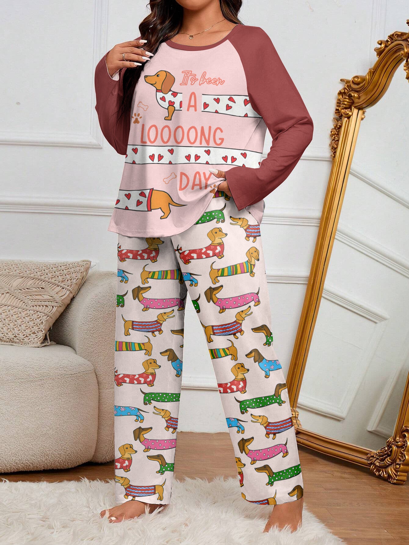 Dachshund Raglan Lounge Pajamas It's Been A Looong Day