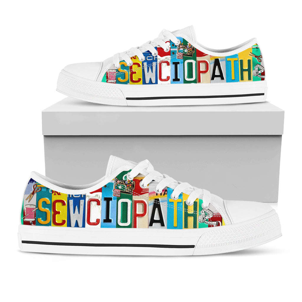 Sewing Lover Women's Low Top Shoes Sewciopath License Plate