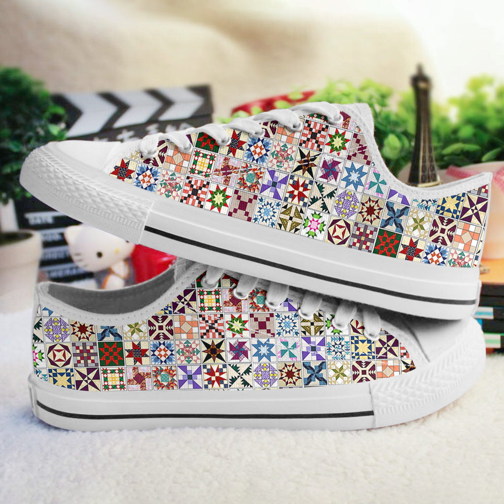 Sewing Lovers Women's Low Top Shoes Classic American Quilt Blocks