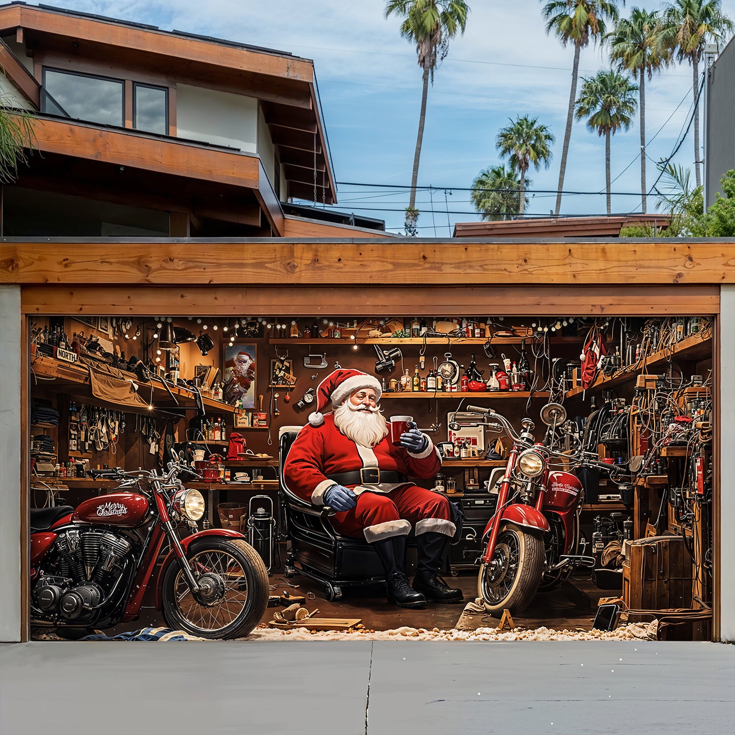 Christmas Garage Door Banner Decoration - Santa’s Workshop Motors – Fast. Festive. Fearless.