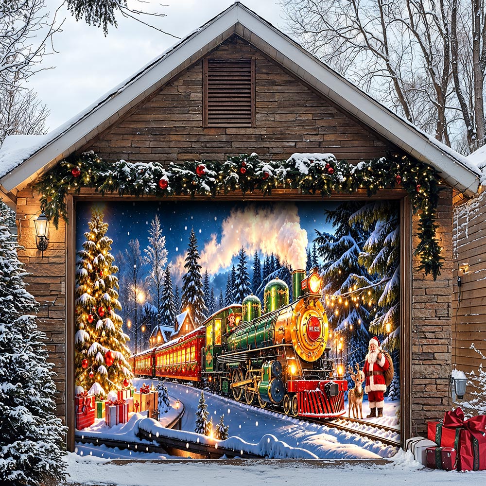 Christmas Garage Door Banner Decoration - Christmas Express Through The Snow