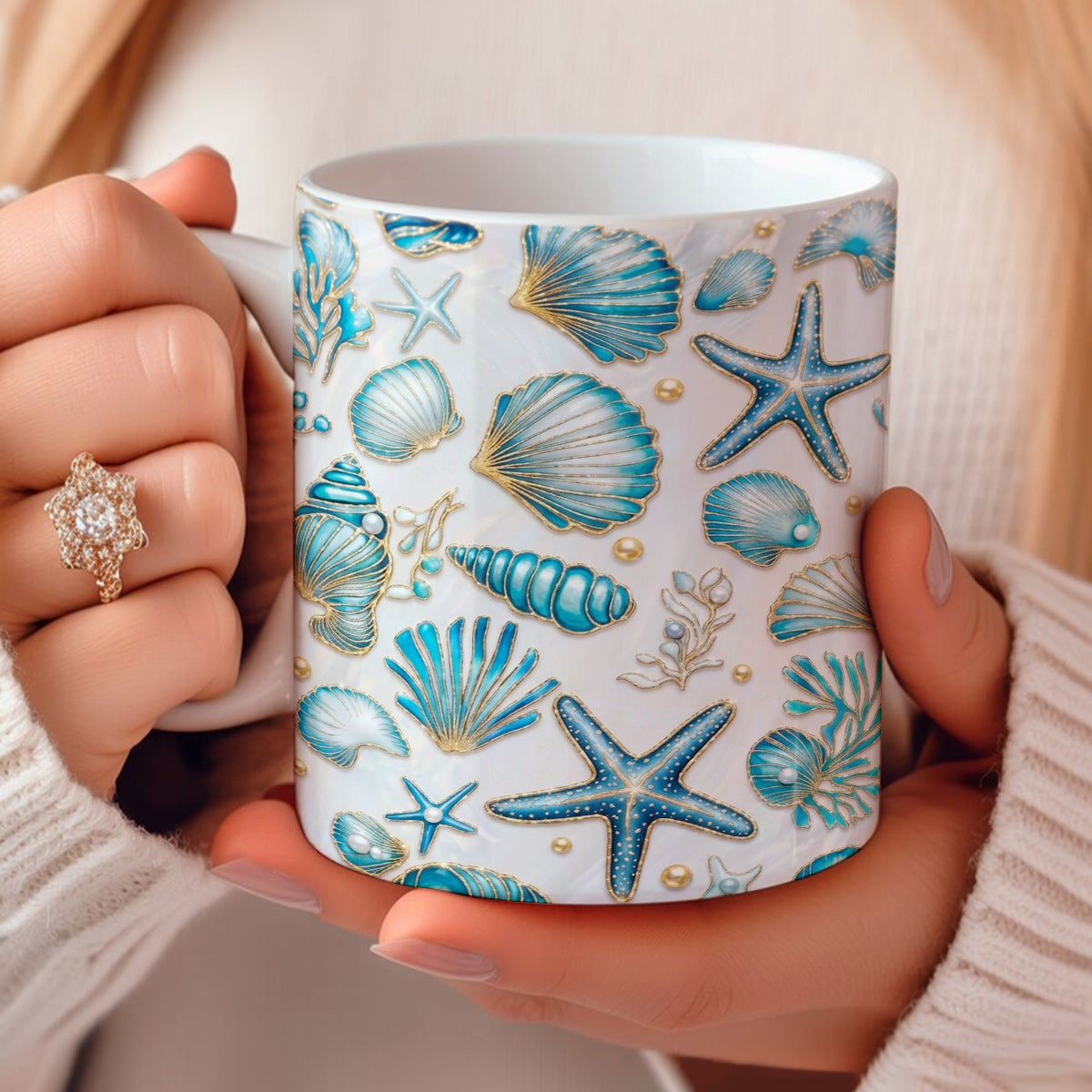 Seashell Ceramic Mug Iridescent Ocean