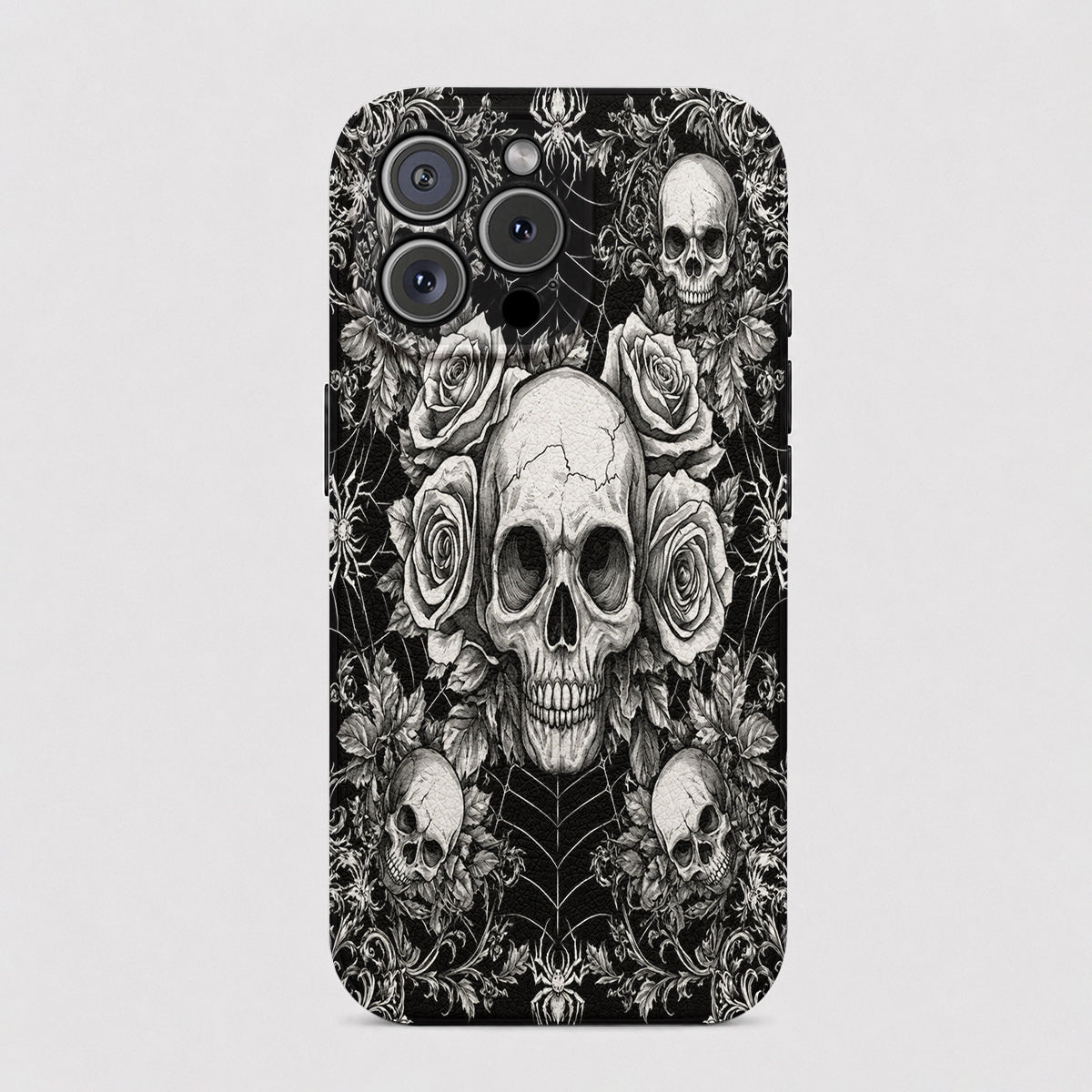 Gothic Leather Phone Case Skullveil Roses