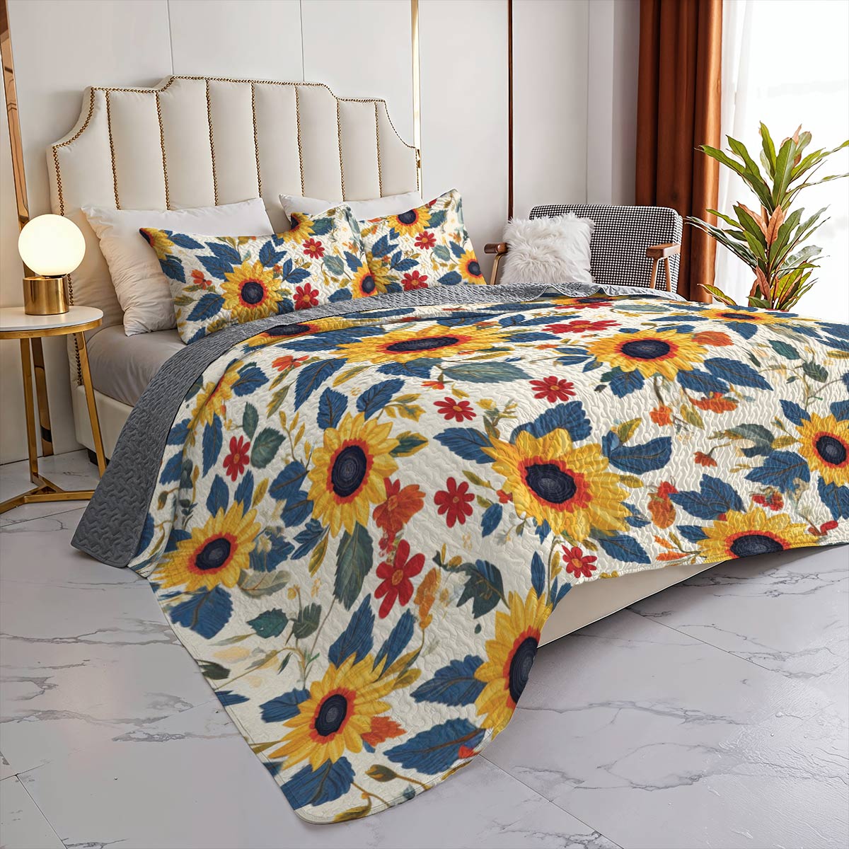 Sunflower All Season Quilt 3-Piece Set Sunny Sunflowers
