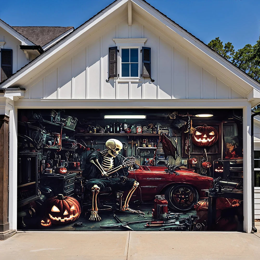 Halloween Garage Door Banner Decoration Motor Garage