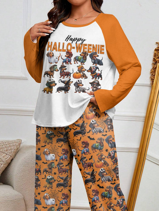 Dachshund Lover Raglan Lounge Pajamas Happy Hallo-Weenie Horror Show