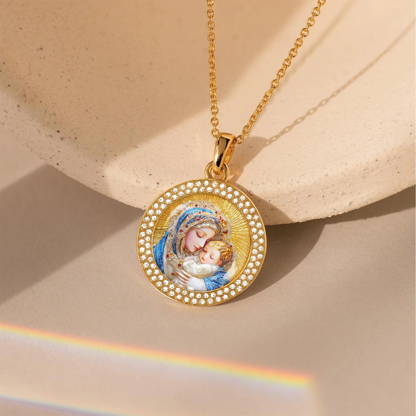Virgin Mary Pendant Necklace Holy Embrace