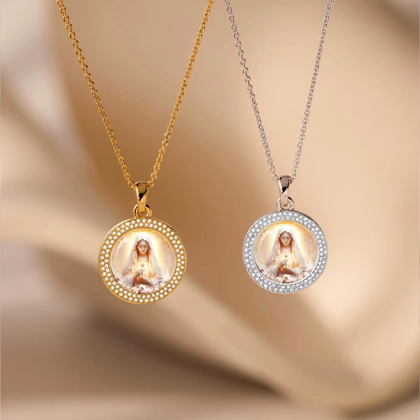 Virgin Mary Pendant Necklace Rose Of The Divine