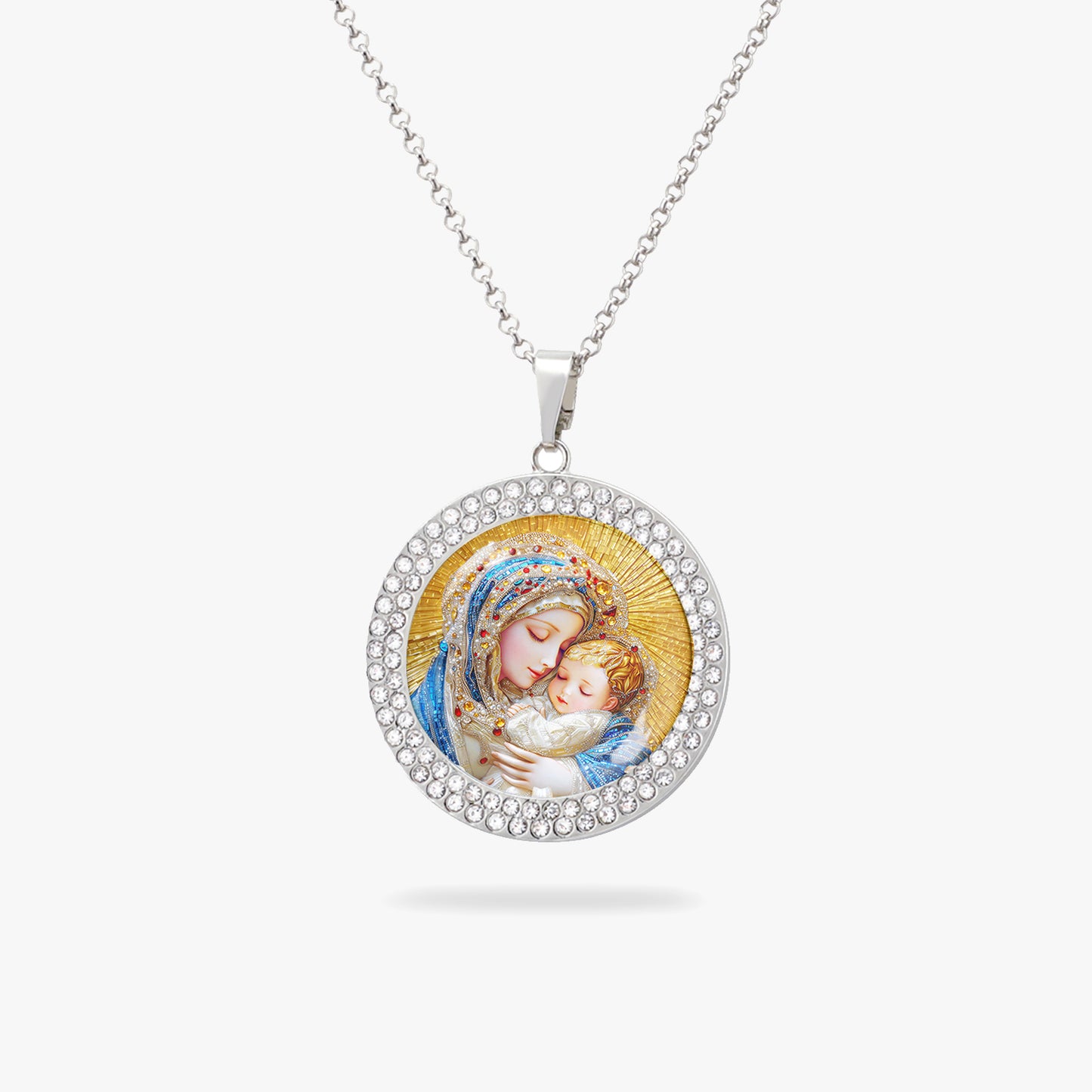 Virgin Mary Pendant Necklace Holy Embrace
