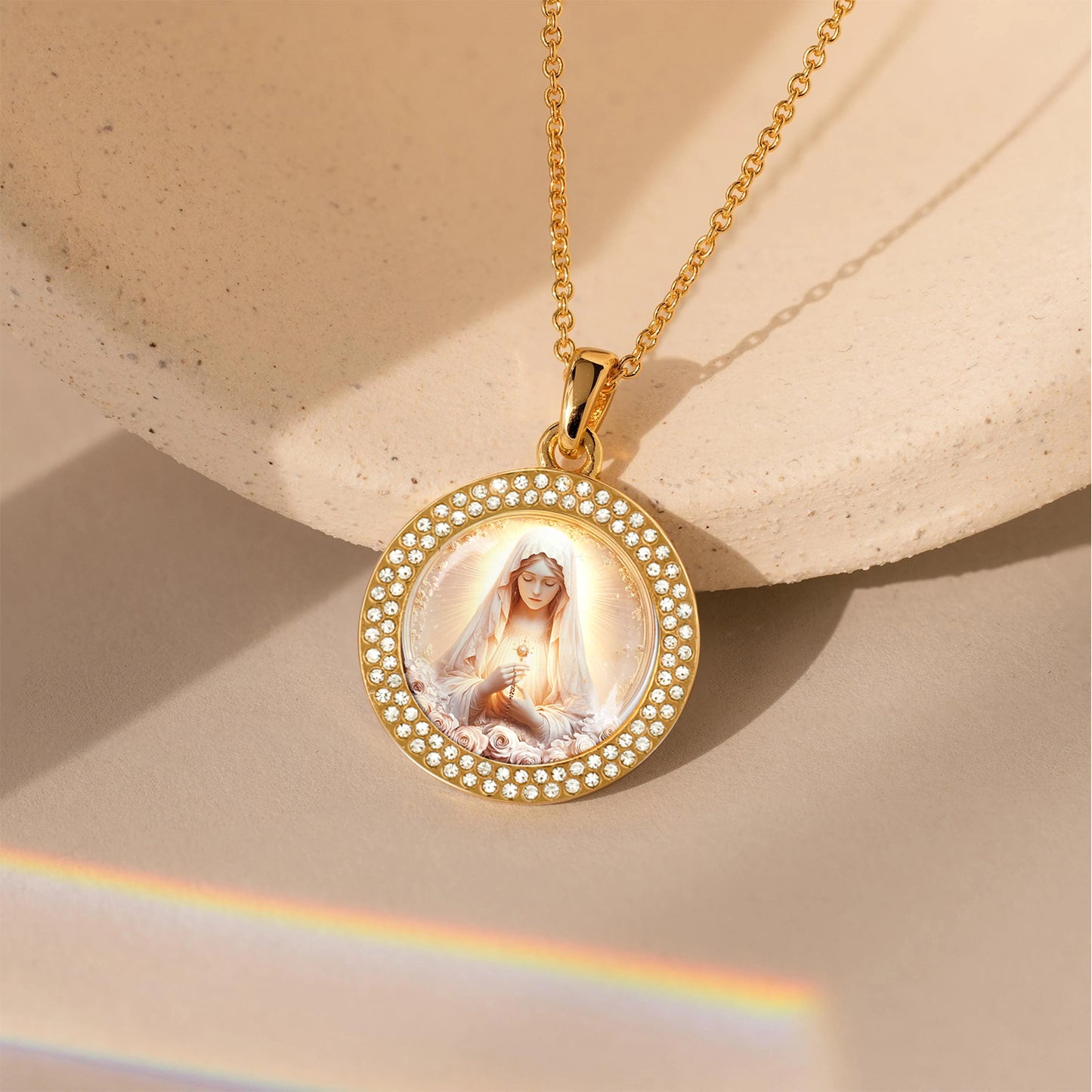 Virgin Mary Pendant Necklace Rose Of The Divine