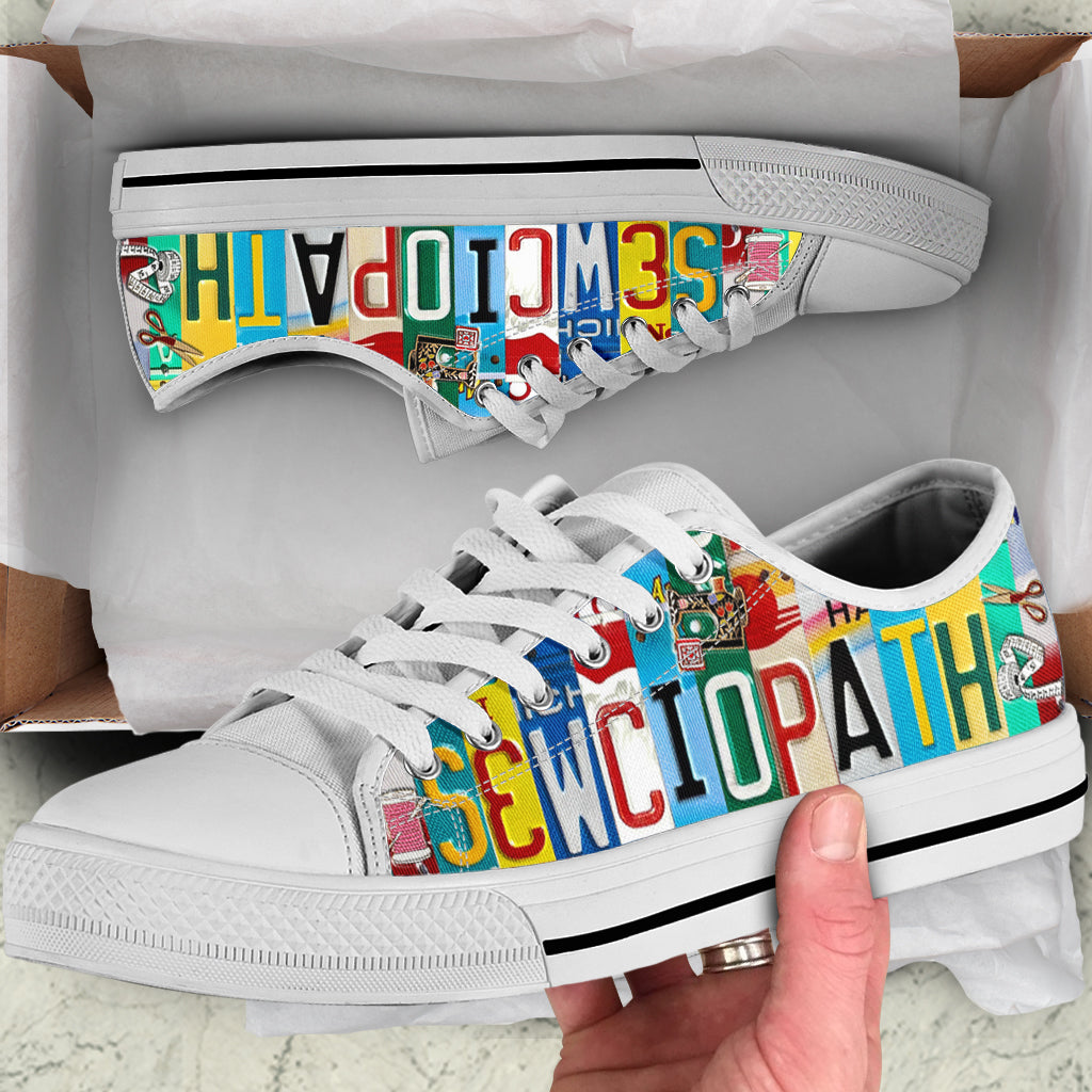 Sewing Lover Women's Low Top Shoes Sewciopath License Plate