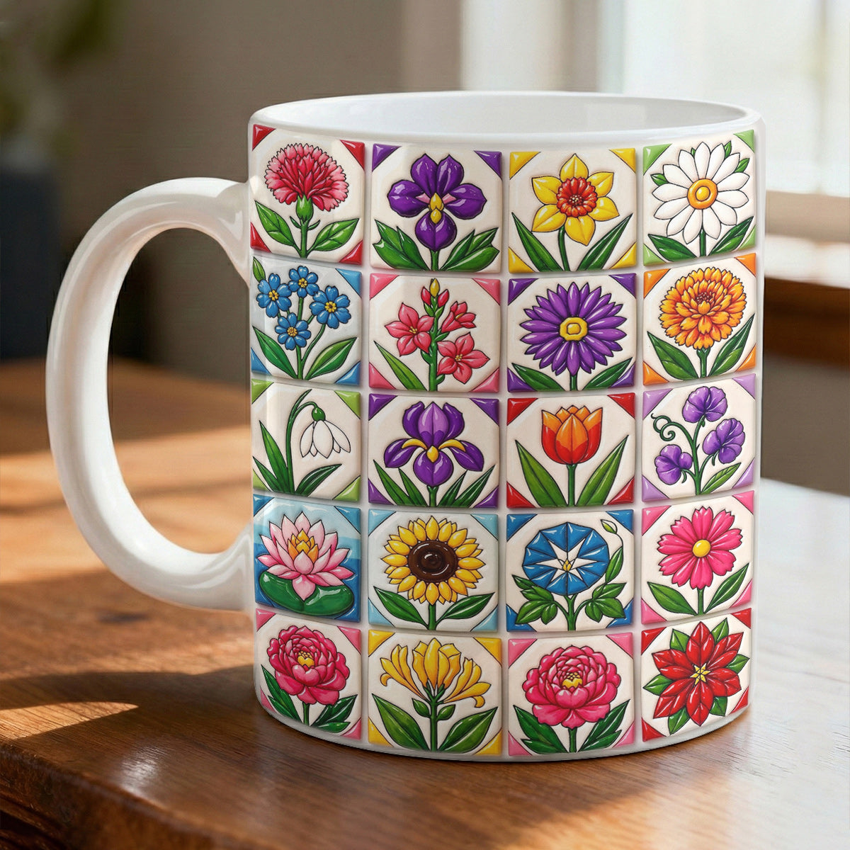 Floral Patchwork 11Oz Mug Every Month Holds Blossoms
