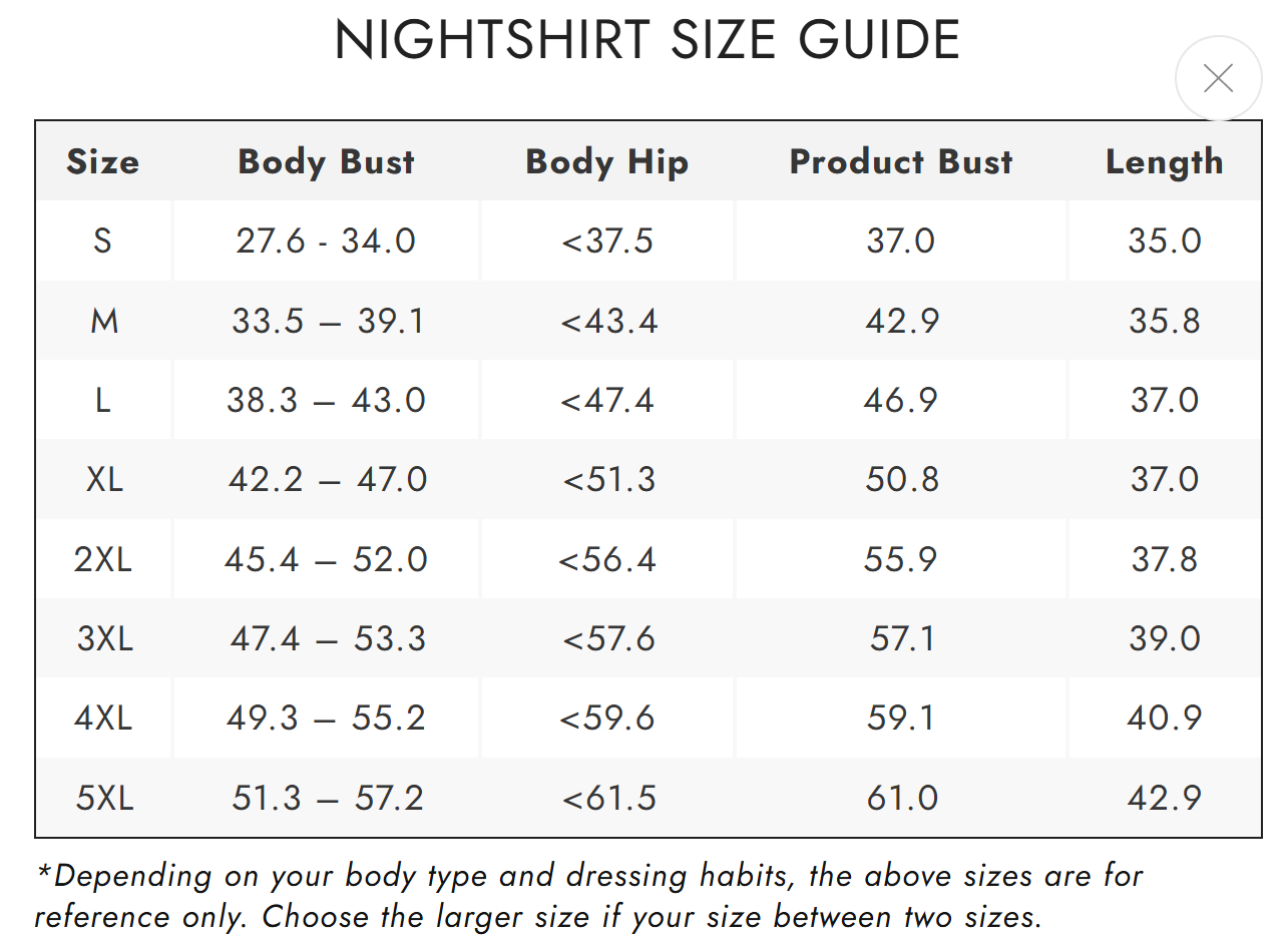 V-neck Nightshirt Size Replacement