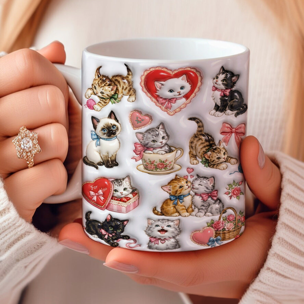 Cat Ceramic Mug Sweet Whiskers Love