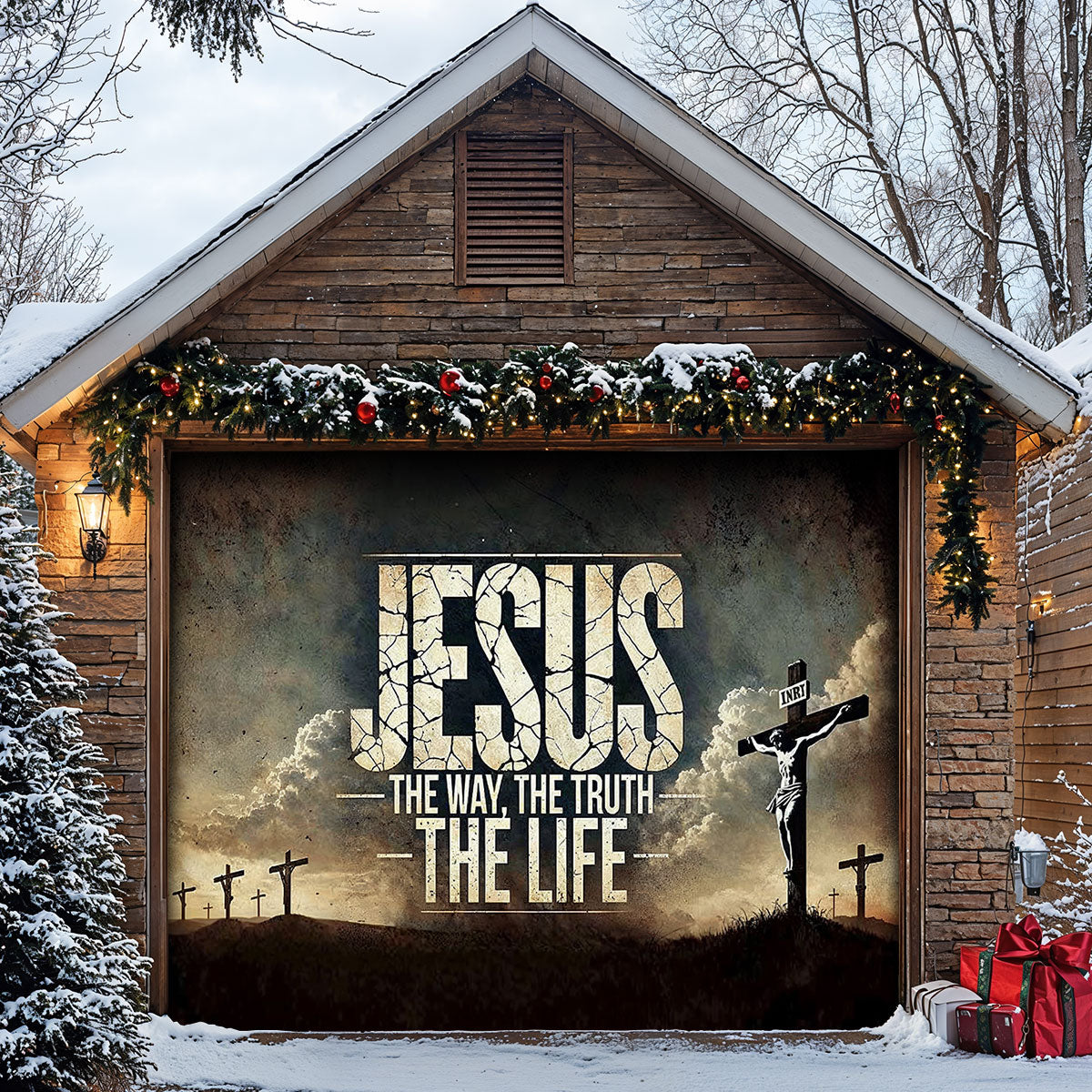 Christian Garage Door Banner Decoration - Jesus: The Way, The Truth, The Life